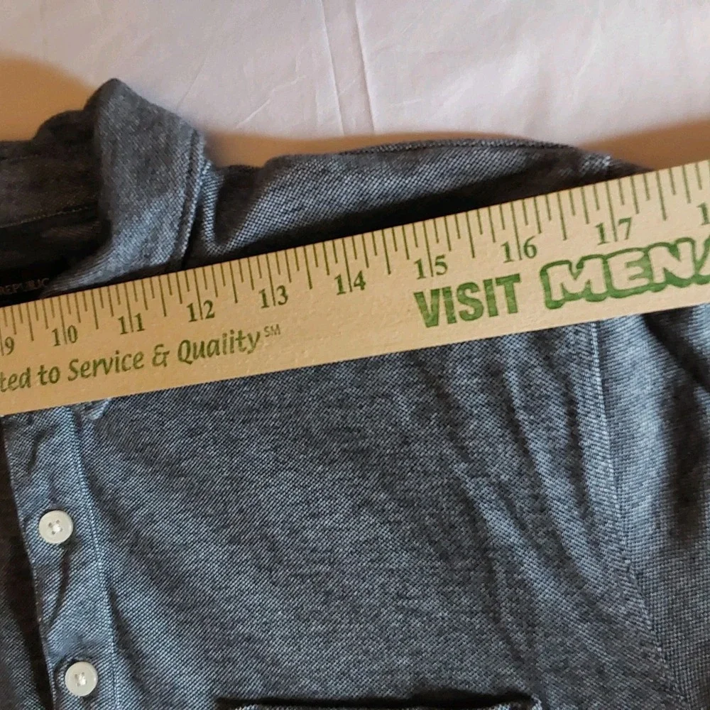Banana Republic Wicking Pique Heather Blue Polo Shirt Mens Size Lg Modern Casual